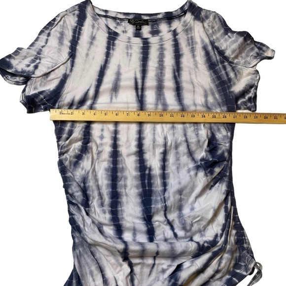 DG2 Diane Gilman Navy & White DG Downtime Tulip Sleeve Cinch Tee - Sz M - Picture 13 of 14